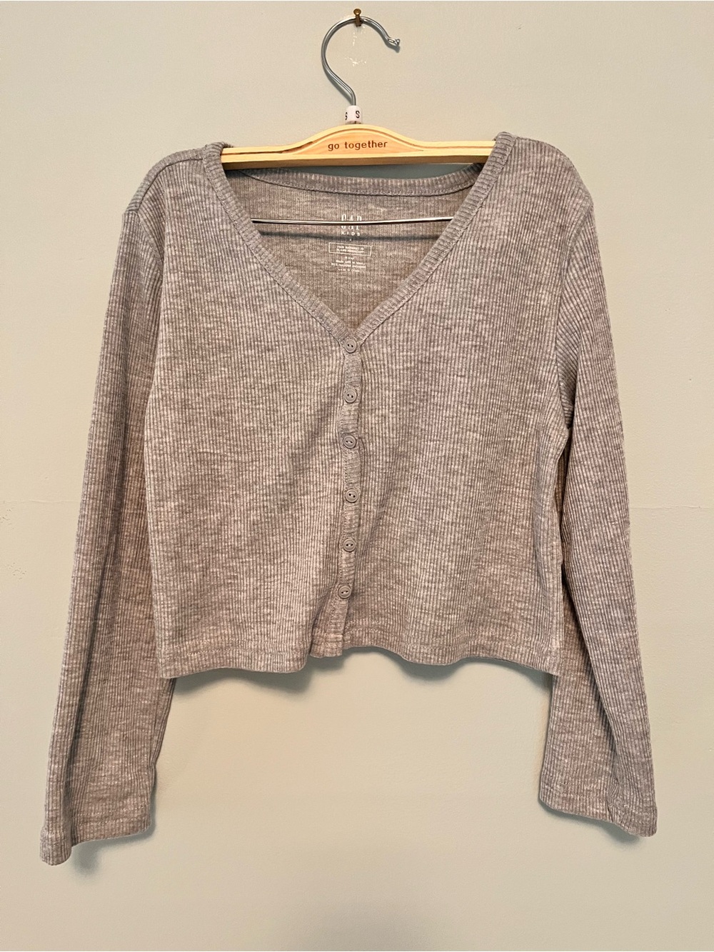 GAP Kids Gray Ribbed V-Neck Button Cardigan